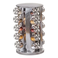 121620pcs stainless steel kitchen accessories rotating with storage shelf herb seasoning jar set spice bottle holder