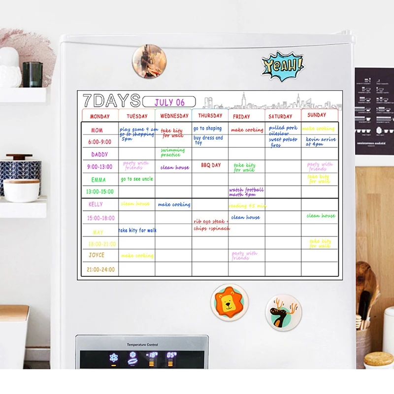

A3 Magnetic Whiteboard Dry Erase Calendar Set 16X12Inch Whiteboard Weekly Planner for Refrigerator Fridge Kitchen Home