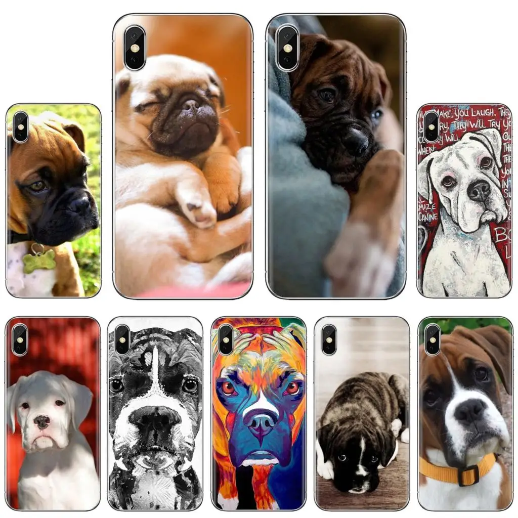 

For iPhone iPod Touch 11 12 Pro 4 4S 5 5S SE 5C 6 6S 7 8 X XR XS Plus Max 2020 boxer dog puppy Poster Silicone Phone Case