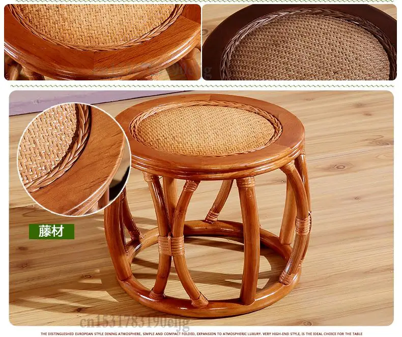 Творческий ротанговое круглая табуретка низкий табурет ротанговая обувь