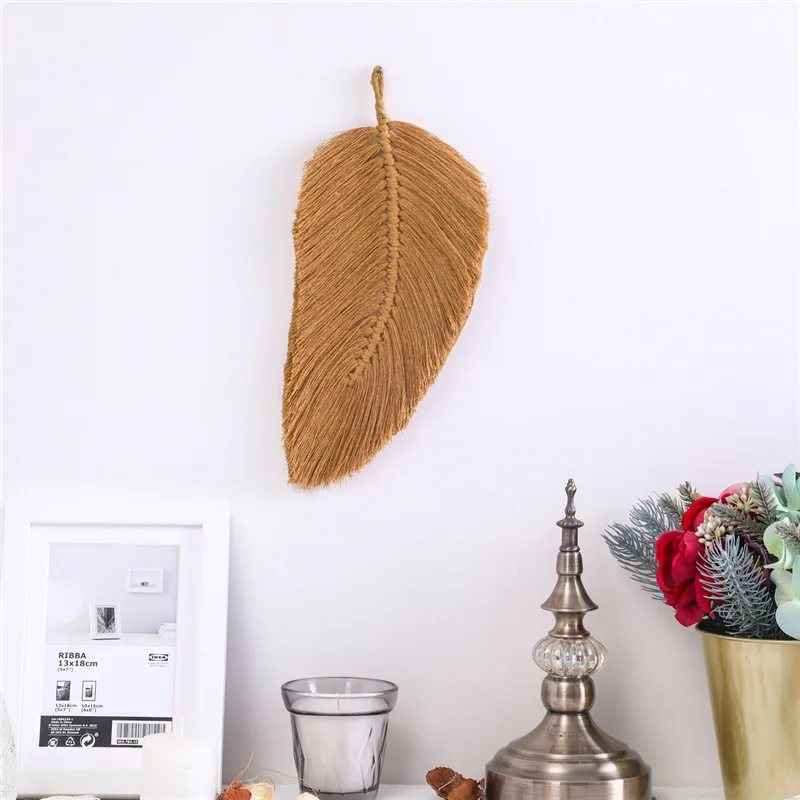 

Tree Leaf Ins Moroccan Tapestry Wall Hanging Leaves Shape Farmhouse Decor Cotton Rope Hand-Wovening Macrmae Boho Home Decoration
