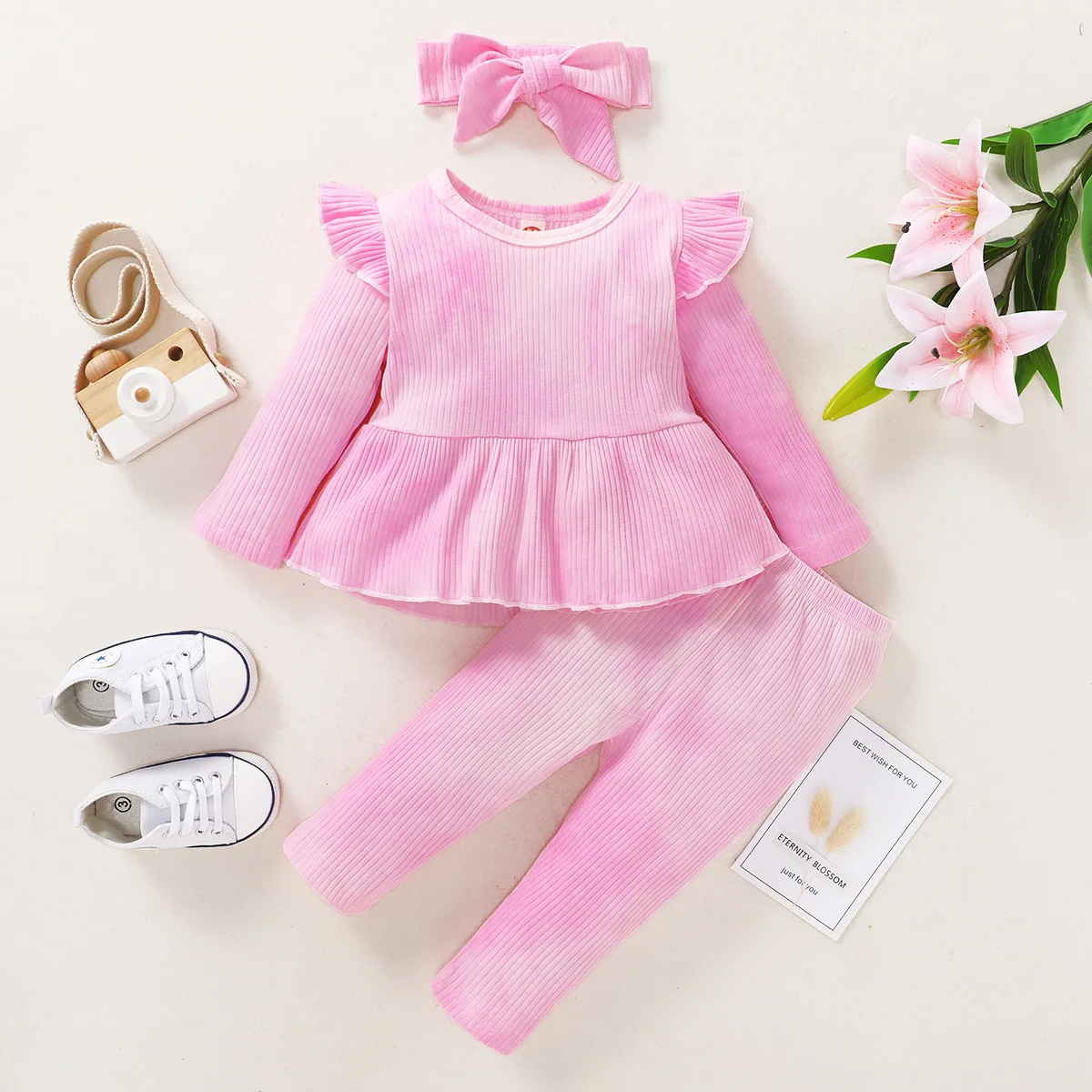

Baby Girl Spring Clothes 3-6 Months Newborn Girl Clothes Fall Comfy Pink Purple Long Sleeve Ruffled Top Leggings Girls Pajamas