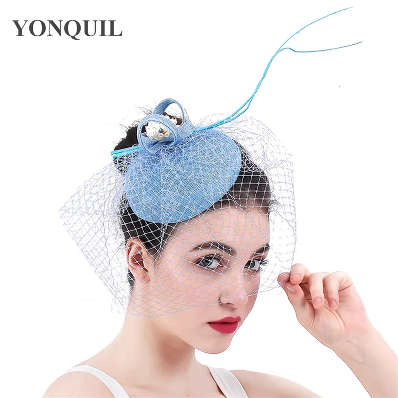 

Mesh Yarn Hair Fascinator Wedding Bride Hat Hair Pin Elegant Women Formal Headpiece Feather Ladies Chapeau Cap Net Headwear