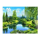Пейзаж река 5D сделай сам алмазная живопись вышивка крестиком деревья небо полная квадратная круглая вышивка лес мозаика озеро L04