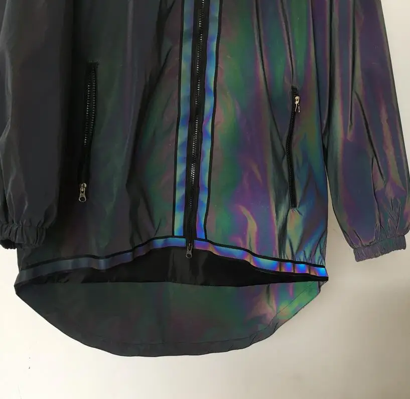 Reflective Trench Coat Men Brand Hip Hop Dance Fluorescent Mens Jackets and Coats Harajuku Windbreaker Cloak Jaqueta Masculino