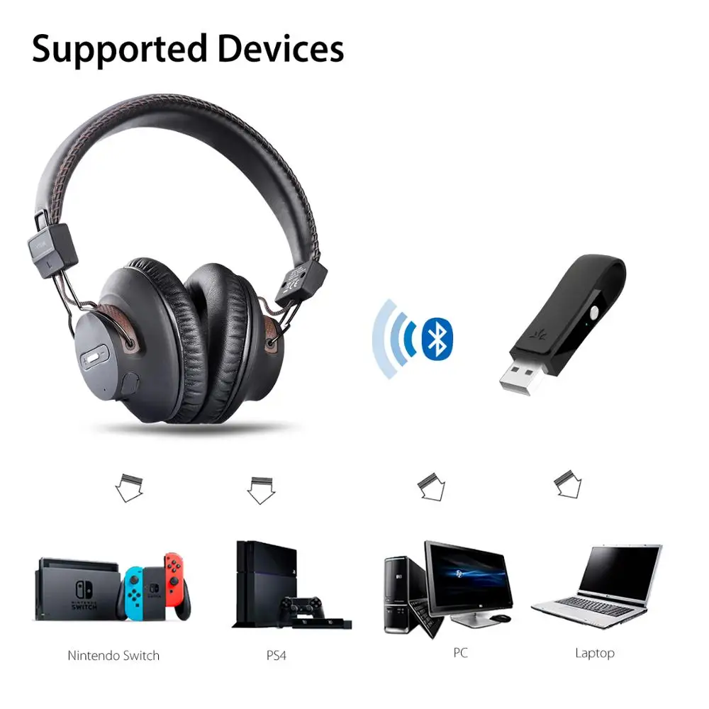 Комплект беспроводных Игровых Наушников Avantree DG59(M) со съемным микрофоном и Bluetooth