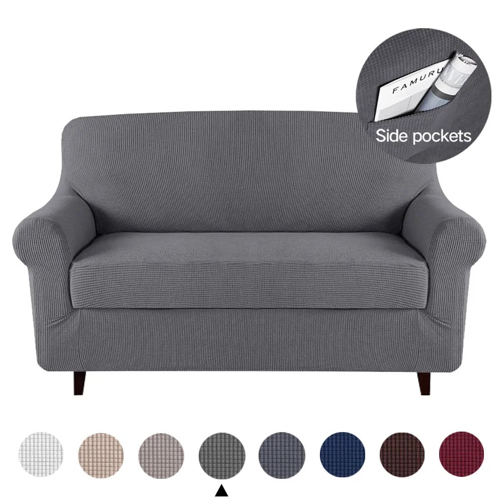 

Elastic Sofa Cover Full Set Pastel Stretch Solid Color Sofa Cover Elastic European Style Gray Fundas Sillon Home Textile BE50SS