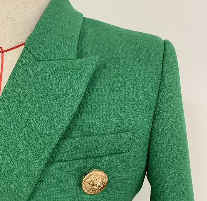 Женский офисный Блейзер на пуговицах демисезонный зеленый двубортный большого