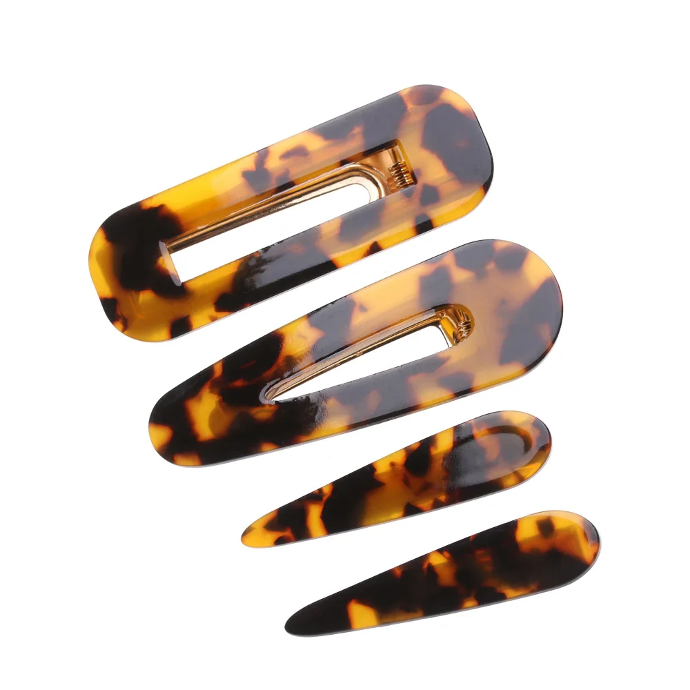 4 Pcs/Set Fashion Leopard Print Acetate Geometric Hair Clip Headband Hairpin Barrette Headwear Accessories for Women | Красота и