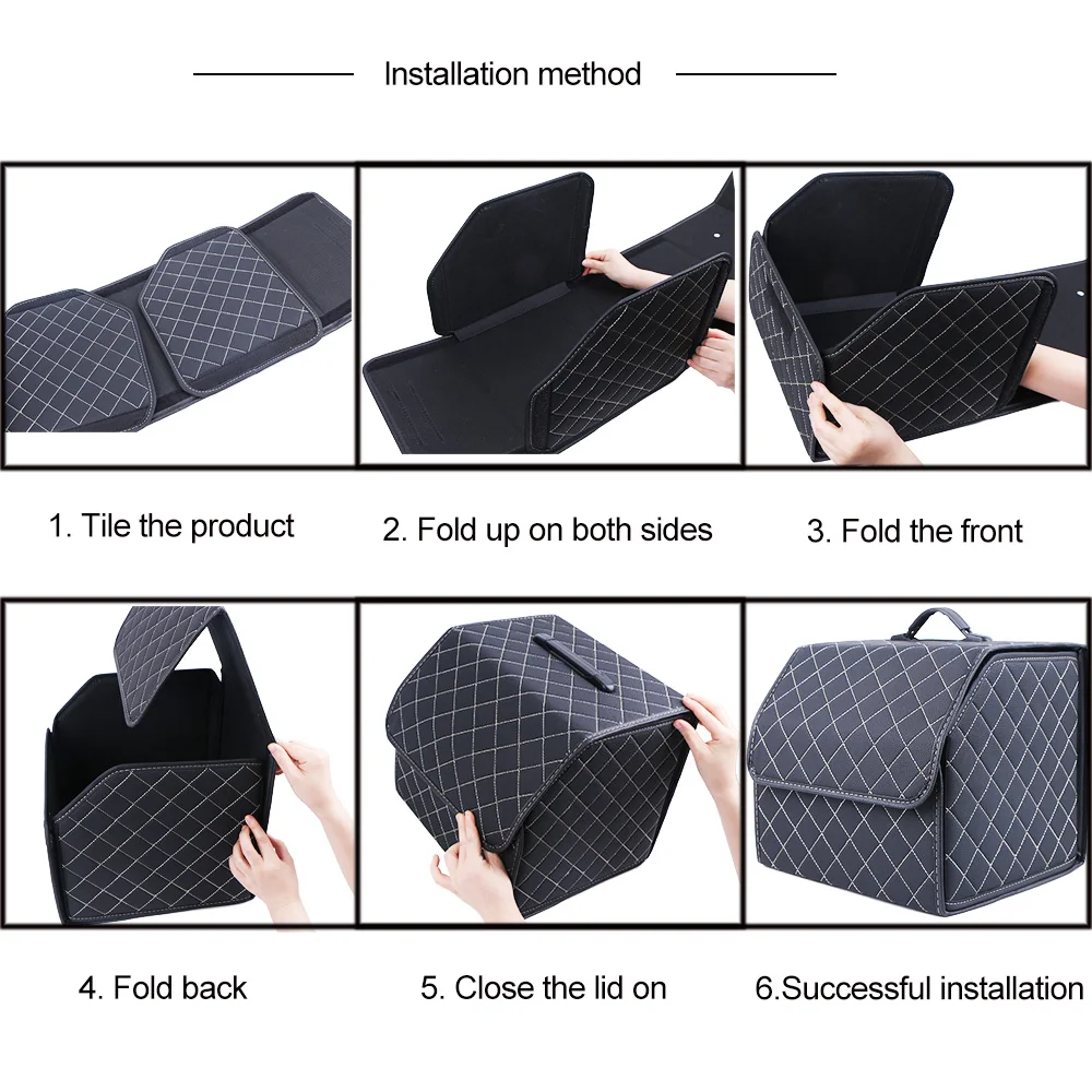 

Foldable Car Trunk Organizer Box Large Capacity Car Bag for Tools Leather Storage Bag Multifunctional Emergency Storage Box