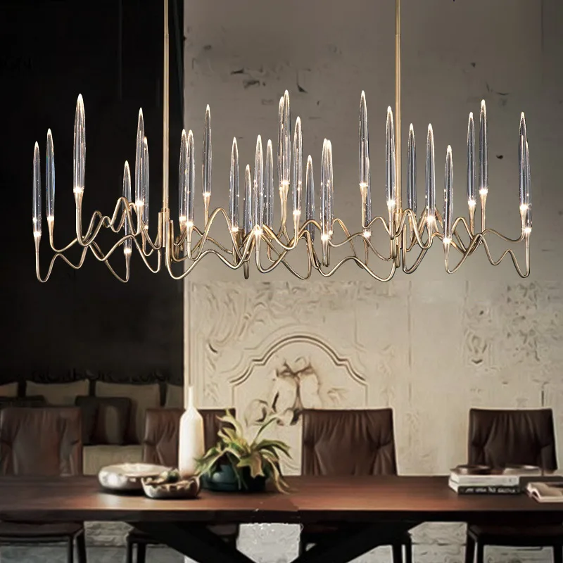 

Роскошная хрустальная люстра для ресторана, модная Минималистичная лампа в стиле постмодерн для столовой, дизайнерская лампа для бара и ст...