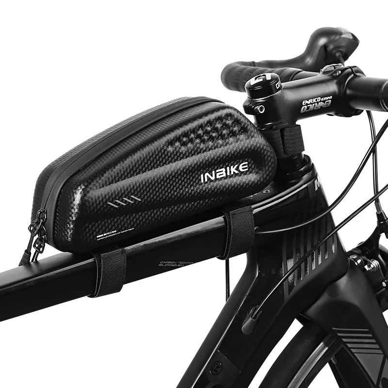 INBIKE, жесткая велосипедная сумка, водонепроницаемая, верхняя труба, непромокаемая, большая емкость, MTB, дорожный велосипед, передняя рама, сумка, велосипедные аксессуары - Цвет: Черный