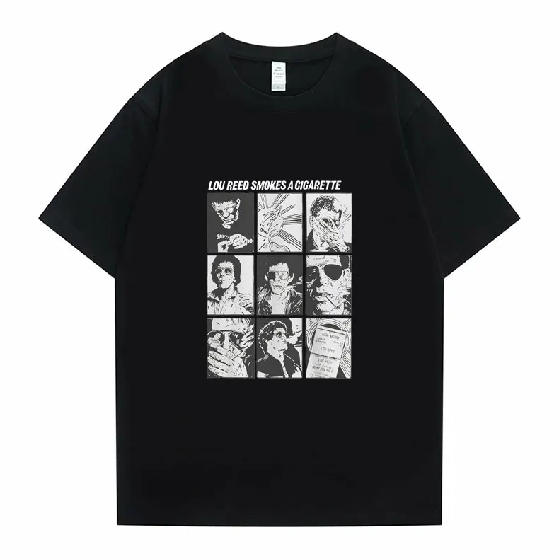 

The Velvet Underground Tees Art Garage Punk Rock Band Tshirt Lou Reed Smokes A Cigarette Graphic Print T-shirt Men Women T Shirt