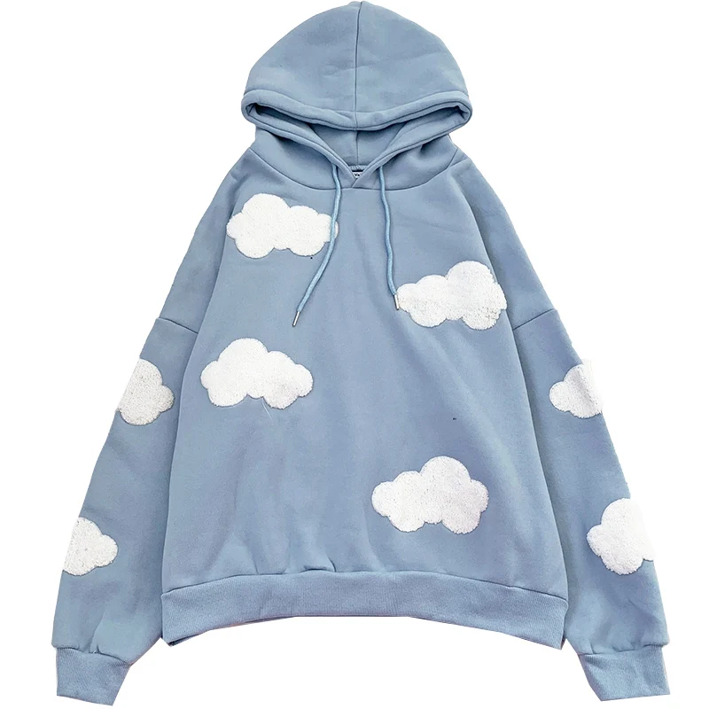 Clouds hooded loose warm casual pullover sweater