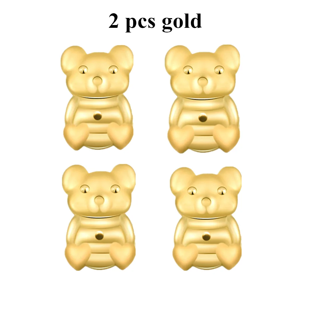 2 gold Милые серьги-гвоздики Romad Magic Bear с задней опорой, закрывающие серьги с задней гайкой, подъемные серьги золотого/серебряного/розового цвета - Окраска металла: 2 gold
