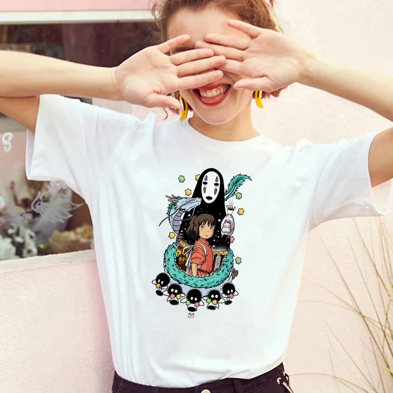 Футболка женская с принтом Los топ без лица японским аниме рисунком белый в стиле