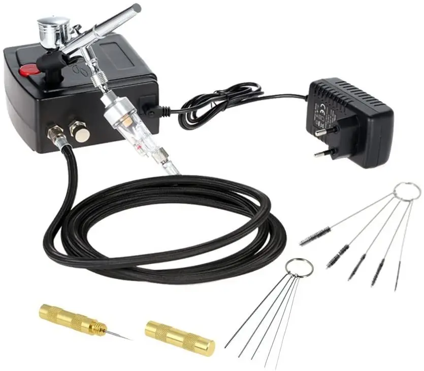 

0.3mm Spray Gun Airbrush Kit For Nail Tattoos Dual Action Airbrush With Compressor Set Air Brush For Cake Model Painting Tool