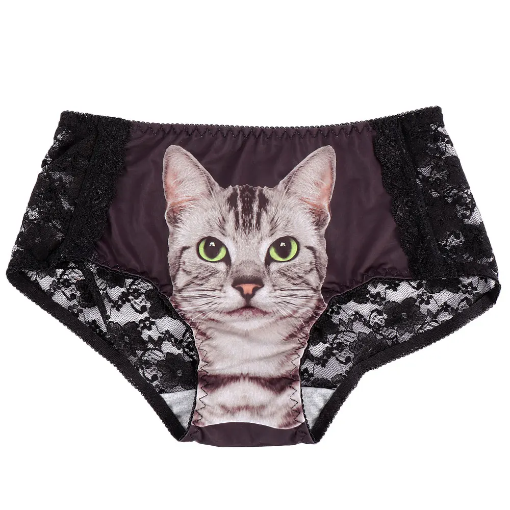 3D печать Для женщин милые трусики Кот с принтом женское нижнее белье