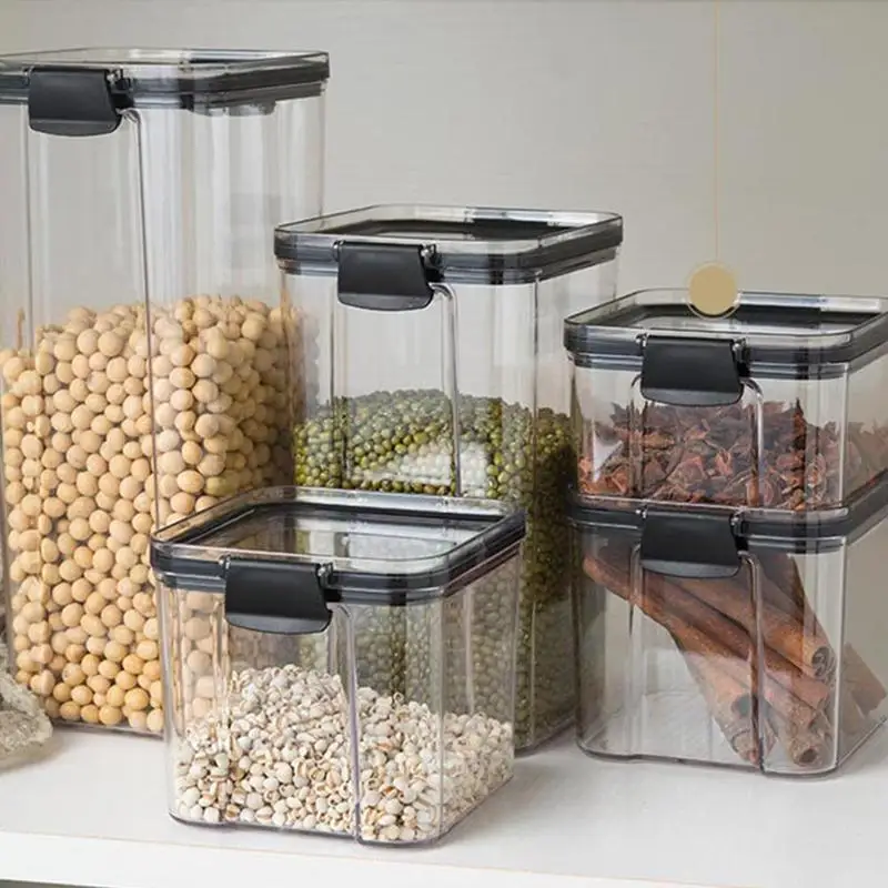 

Airtight plastic square food grains transparent kitchen fresh-keeping storage tank grain storage tank