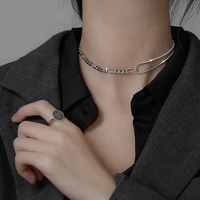 new trendy silver color 925 sterling silver shiny aaa zircon chain choker necklace for women fine jewelry party wedding gifts