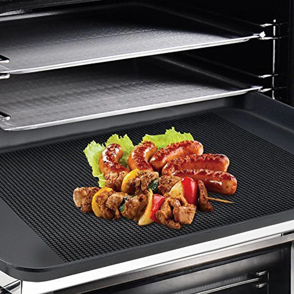 2 Pcs Barbecue Grill Mats Baking Mat Back Rectangular and Non-Stick Coating | Дом и сад