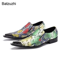 batzuzhi rock mens shoes pointed iron head color leather dress shoes for men party and wedding chaussures hommes sizes eu38 46