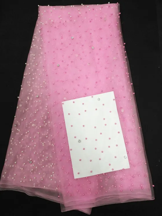 

2021 Beautiful African Lace Fabric/ High Quality Nigeria Mesh Lace/ French Tulle Beaded Lace Fabric For Fashion Dresses M10512