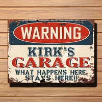 warning kirks garage tin chic sign home man cave decor funny gift retro vintage tin sign