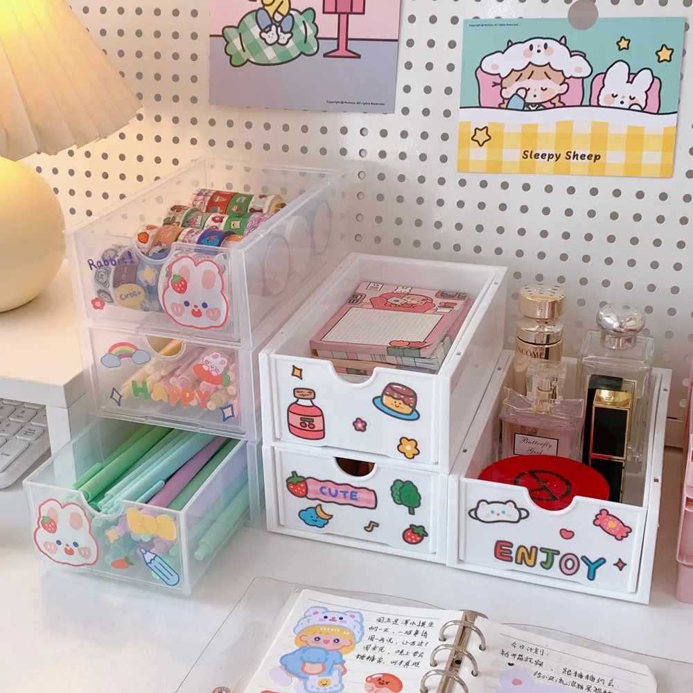 

INS стильный Настольный органайзер, украшения для стола, коробка для хранения с 1 шт. наклейкой «сделай сам», школьные и офисные канцелярские ...