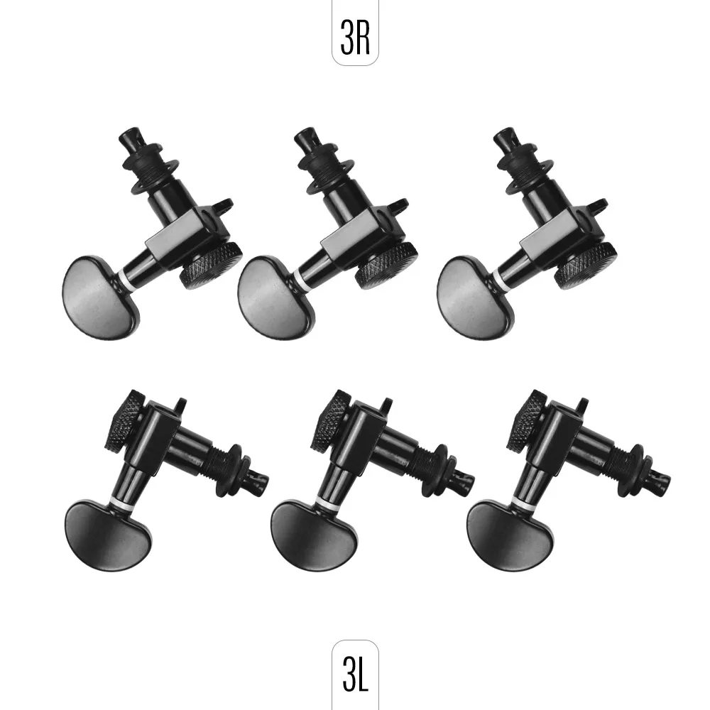 Alloy Metal Electric Guitar Machine Heads Knobs String Tuning Peg Locking Tuners Pack 6 Pcs 3L3R with Mounting Screws Ferrules | Спорт и