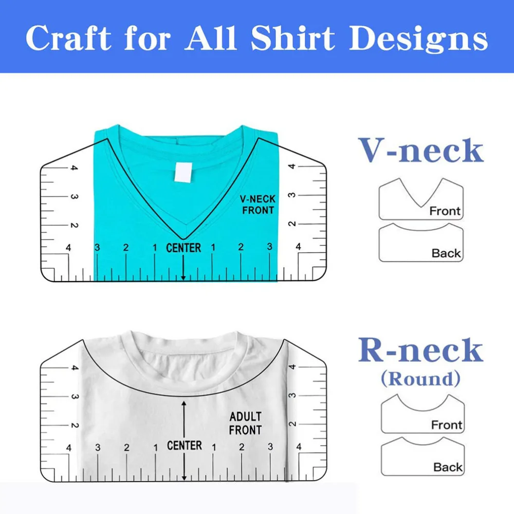 

1 Set/8pcs T-shirt Rulers Guide Size Chart T-shirt Guide T-shirt Measuring Tools