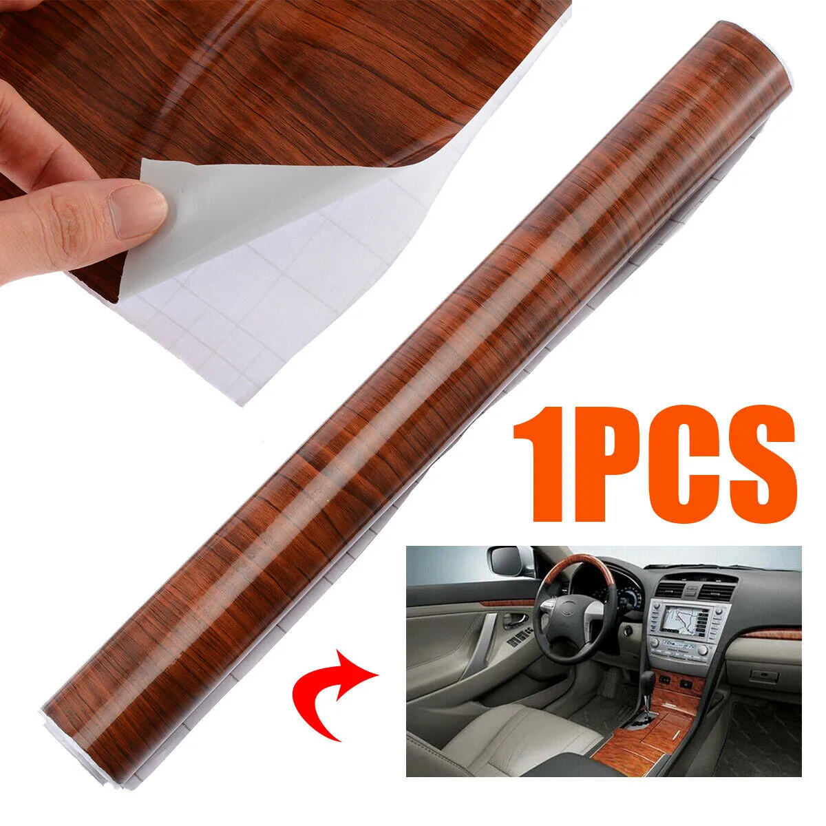 

Car Wrap Car Sticker DIY Decals Film Parts Replacement Wood Grain Textured