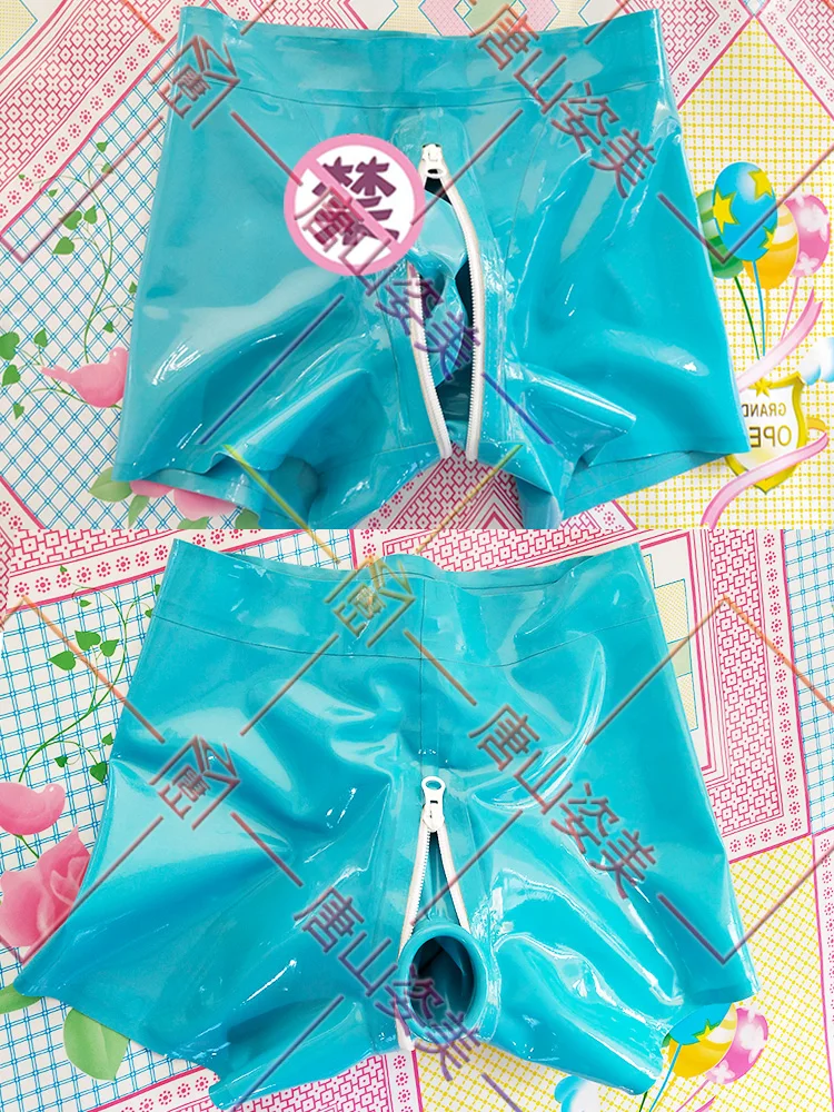 Мужские латексные боксеры на Молнии Скрытые два презерватива латексное нижнее