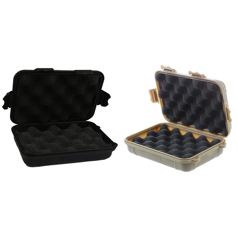 

Promotion! 2 Pcs Hermetic Box Shockproof Waterproof Storage Box Outdoor Container, Black L & Tan L