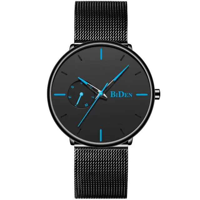 Color 4 Reloj Hombre BIDEN Top Brand Luxury Men Watches Waterproof Ultra Thin Date Wrist Watch Male Mesh Strap Casual Quartz Clock - Цвет: Color 4