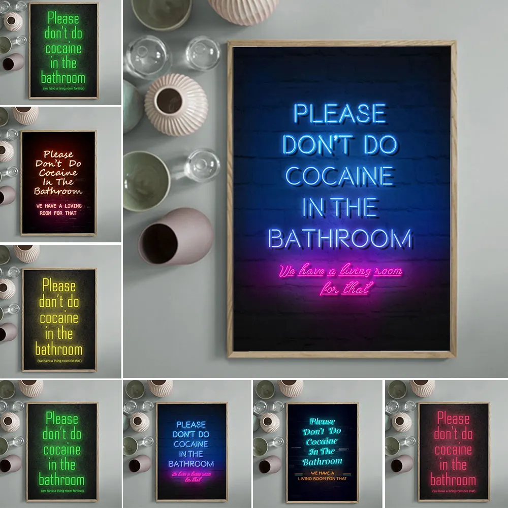 

Fashion Neon Wall Art Poster Canvas Painting "Please Don't Do In The Bathroom" Minimalism Picture For Living Room Home Decor