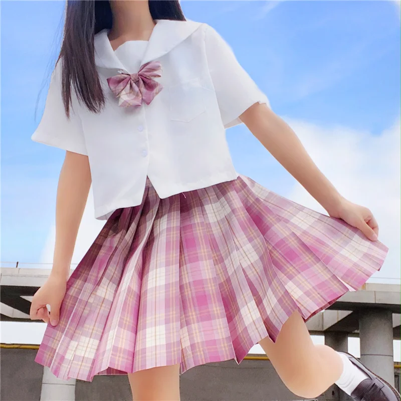 

Женская плиссированная юбка в клетку, летняя трапециевидная мини-юбка в стиле Харадзюку с бантом и высокой талией, милые женские топы