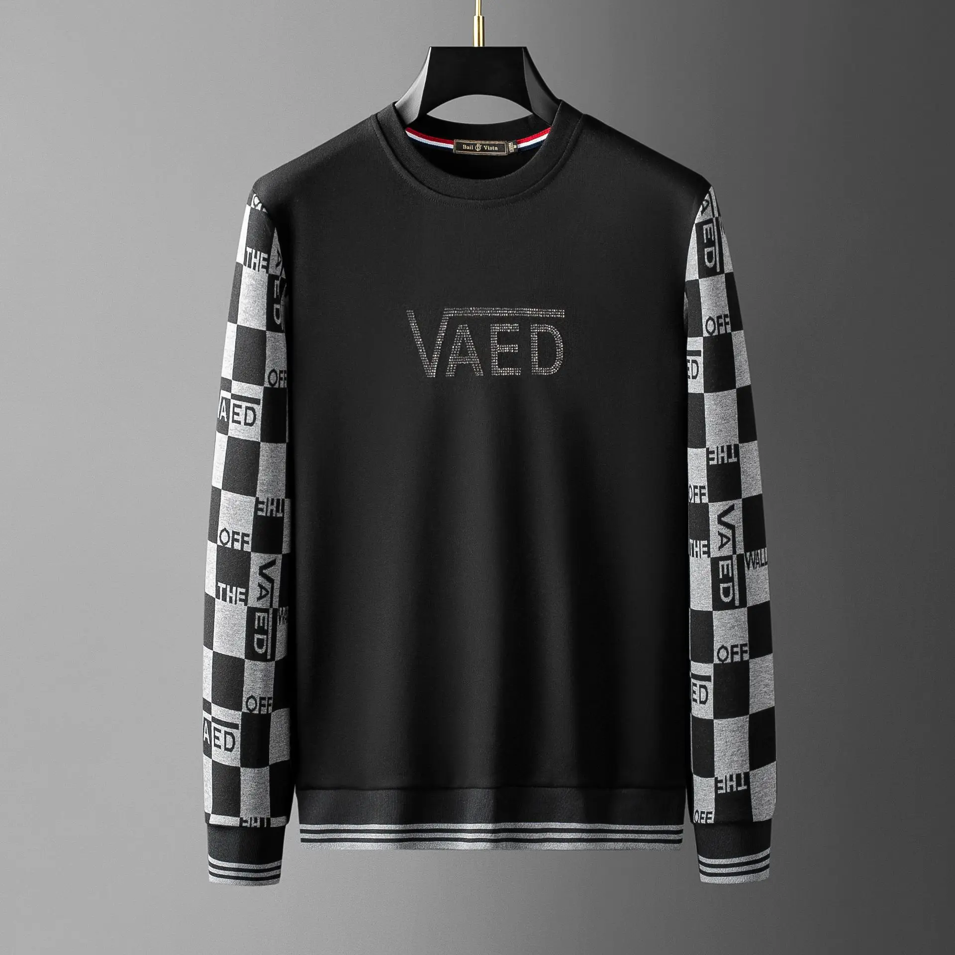 

2021 Letter Rhinestones Mens Hoodies Full Pullover Plaid Sleeve Sweatshirts Casual Streetwear Men Hoodie Sweat Sudaderas Hombre