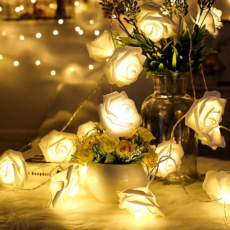 На батарейках 20 светодиодных гирлянд с розовым цветком для свадьбы дома дня