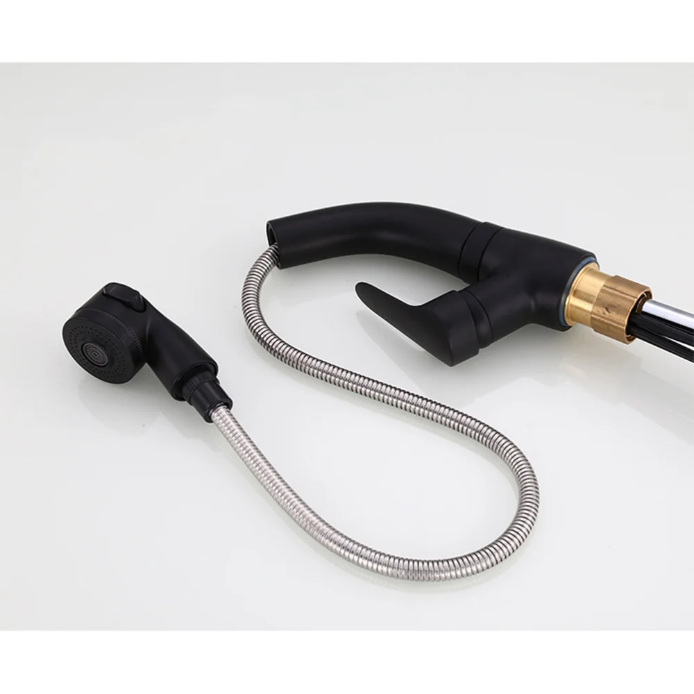 

Black Kitchen Out Modern Stainless Steel Height Adjustable Hot and Cold Water Mixer 360 Rotation Single Handl