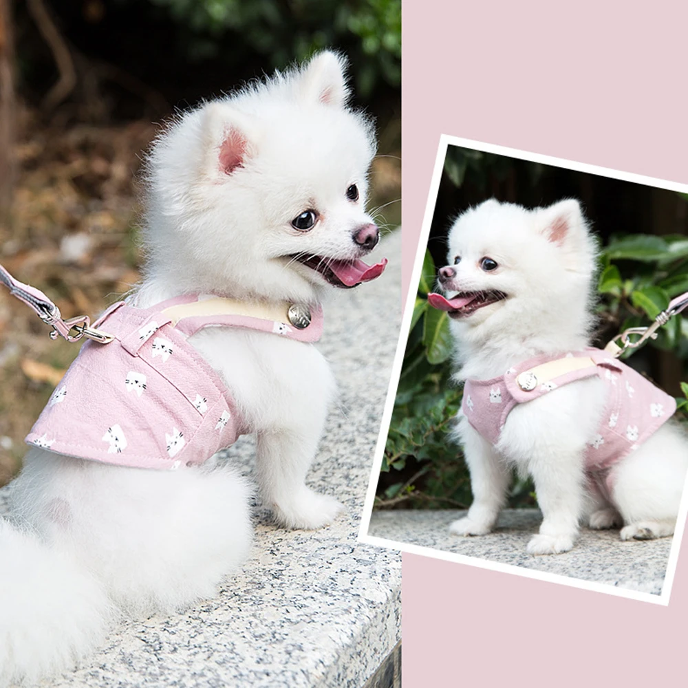 

Cat Dog Harness Vest Walking Lead Leash For Puppy Dogs Collar Polyester Printed Harness For Small Medium Dog Cat Pet Chest Strap