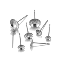 100pcslot 4 8mm stainless steel earring stud ear pins blank cabochon base settings bezel trays cup post for diy earring jewelry