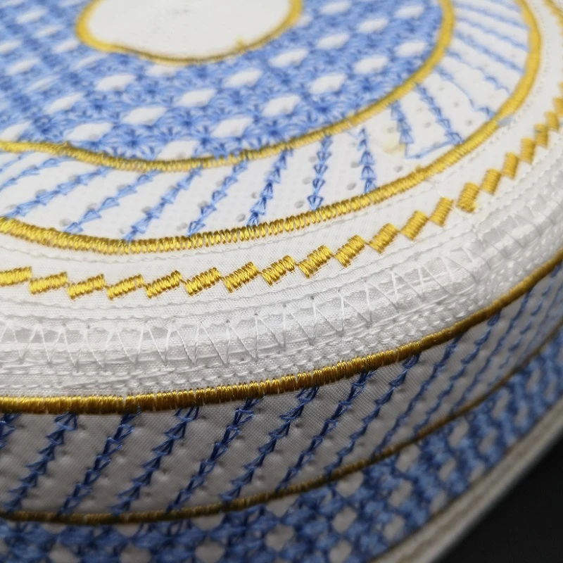 Модные синие хлопковые мусульманские кепки для мужчин с вышивкой Kippah Topi шляпы