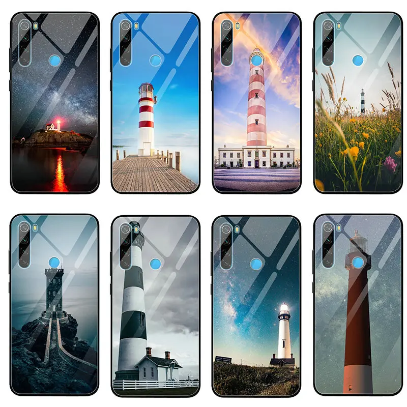 Чехол для телефона из закаленного стекла с ночным маяком Xiaomi Redmi Note 4 4X 5A 5S 6X 7 7A 8 8A 9