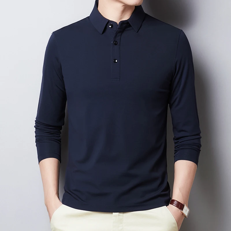 

2020 Male Classic Solid Colors Slim Fit Tee shirt Homme Men Clothing New Polo Shirt Men Cotton Long sleeve Polo Shirts