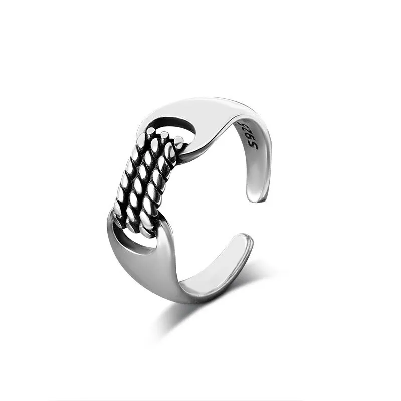 

925 Sterling Silver Smooth Rings For Women knots black fine Jewelry Beautiful Finger Open Rings For Party Birthday Gift