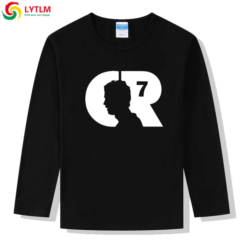 LYTLM Cristiano Ronaldo/Одежда для мальчиков Осенняя футболка с длинными рукавами Детская рубашка для мальчиков CR7 брендовые хлопковые топы для мальчиков, Roupa Menina, зима - Цвет: CX LYCRA Black