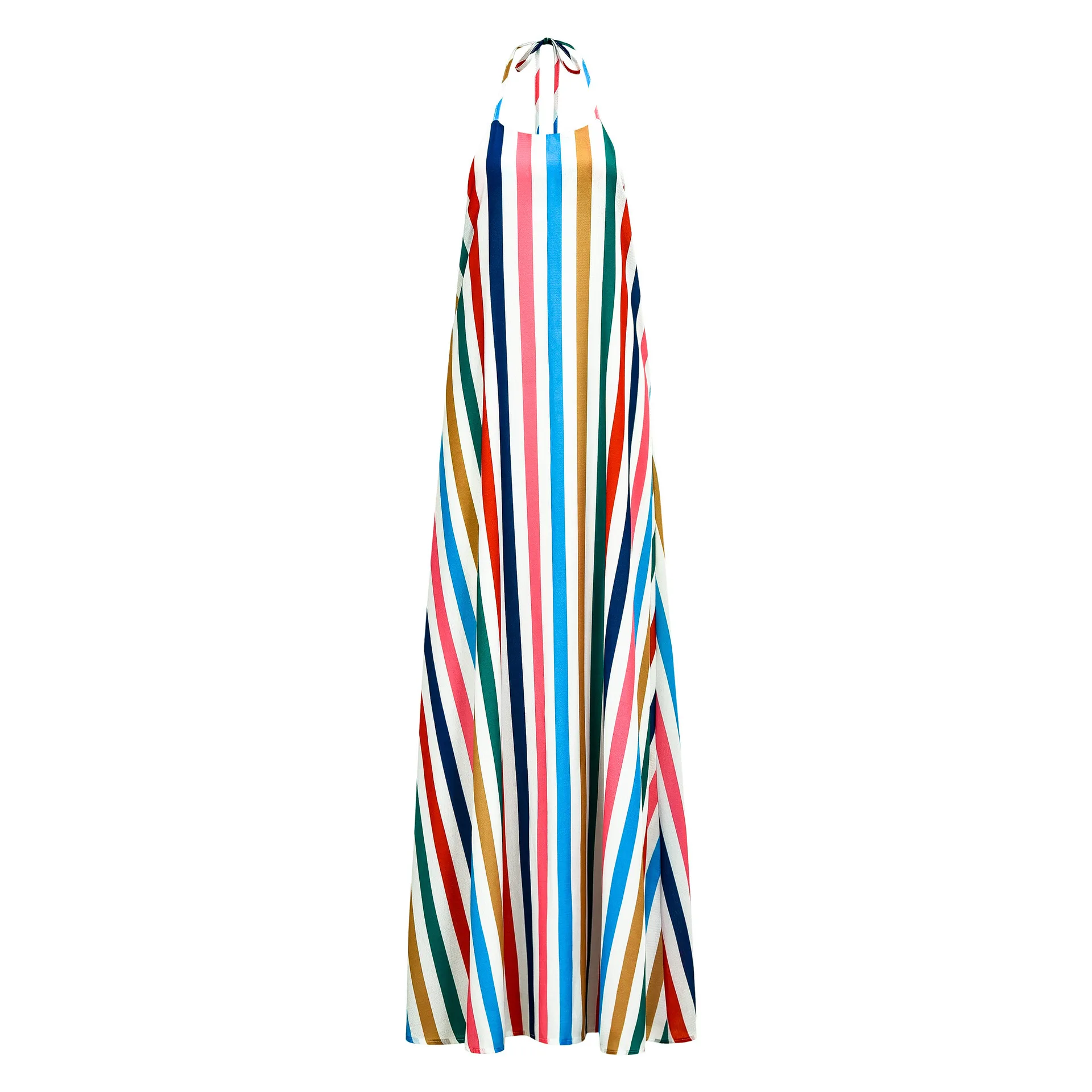 

Beach Skirt 2021 Summer New Halter Neck Sleeveless V-neck Halter Striped Printed Dress Dresses for Women