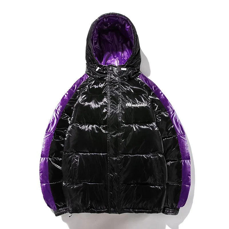 Зимняя мужская Серебристая куртка с капюшоном парка в стиле хип хоп карманами на