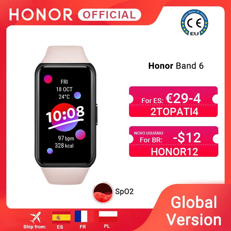 Смарт браслет HONOR Band 6 с AMOLED экраном 1 47 дюйма Bluetooth 5 0 Пульсометром|Смарт-браслеты| |